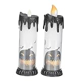 Vaguelly 2Stücke LED Kerzenlicht Flammenloses Halloween Dekorationslicht Für Partys Wasserdichte Und Langlebige Teelichter Für Gruselige
