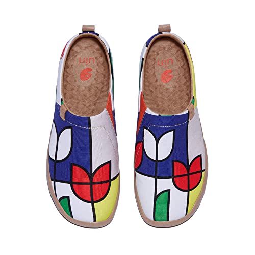 Image of UIN Women's Artistic Slip-On Shoes Vibrant Floral Casual Loafers Lightweight Comfortable Travel Footwear