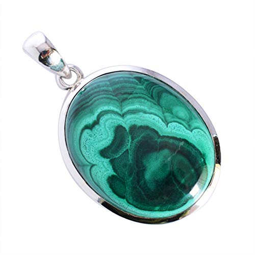 Pendentif malachite argent 925 anti-allergie fait main pour peau sensible