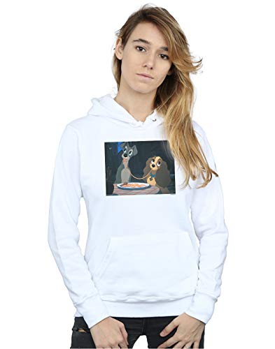 Disney Women's Lady and The Tramp Spaghetti Slurp Hoodie White Large