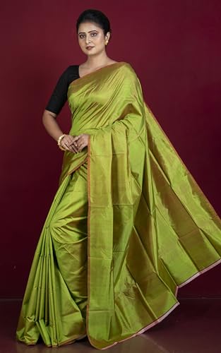 Bengal looms India Weaves of Elegance green bishnupuri silk saree in katan silk – image 3