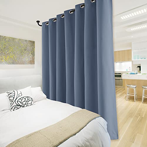 Nicetown Vertical Blind For Window, Total Shade Patio Door Curtain, Heavy-Duty Full Light Shading Sliding Door Drape Room Divider Curtain (Stone Blue, 1 Panel, 100 Inches Wide X 84 Inches Long) #TOP6