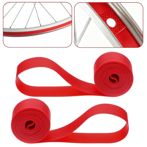 Xelsluthe 2 Pcs Rim Tape 29” Bicycle Rim Strip Tape Bicycle Tire Liners PVC Bike Wheel Liner Tires Liners Bicycles Accessories for Road Mountain Bikes Tube Red