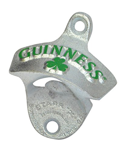 Guinness Wall Mounted Bottle Opener - Metal Bottle Cap Remover for Bar or Kitchen (Green)