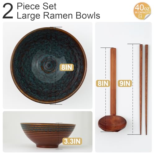 Save 16% on 2-Piece Ceramic Ramen Bowl Set with Utensils - Image 2