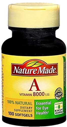 Nature Made Vitamin A 8000 I.U. Softgels 100 Soft Gels (Pack of 5)