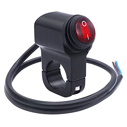 Bouton poussoir étanche moto 12V à LED rouge haute visibilité pour guidon