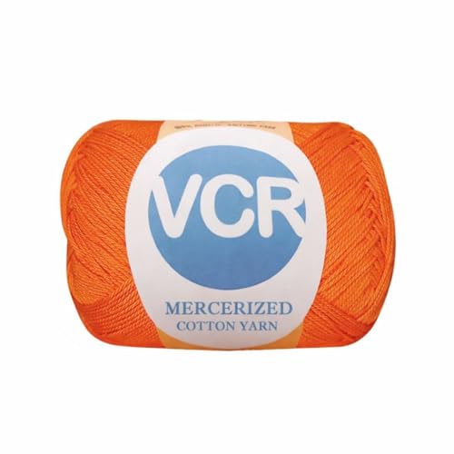 Image of VCR 4 Ply Orange 100% Mercerized Cotton Yarn, 60 Grams Hank, 190 Meters Length, Cotton Combed Ball, Smooth and Glossy Crochet Yarn for Crochet and Knitting, Pack of 1, Suitable for DIY Crafts