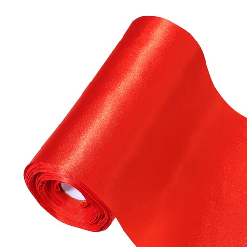 Cinta roja ancha de 15 cm x 20 m, cinta de regalo grande para arco de coche, gran ceremonia de apertura, lazos para techo y exterior, decoración de fiestas, silla, boda, San Valentín