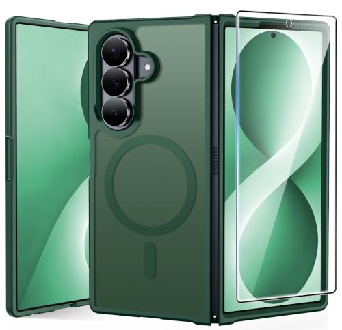 Image of FNTCASE for Samsung Galaxy Z Fold 8 Ultra / Z Fold 7 Case, Fit for Magsafe | Screen Protector, Translucent Matte, 18FT Military Grade Drop Protection, Shockproof Protective Phone Cover, Green