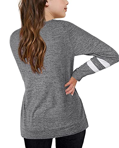 Image of Apbondy Girls Shirts Casual Long Sleeve Crewneck Loose Striped Sweatshirts Pullover Tops