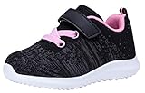 COODO Toddler/Little Kid Boys Girls Shoes Running Sports Sneakers (8 Toddler,Black/Pink)