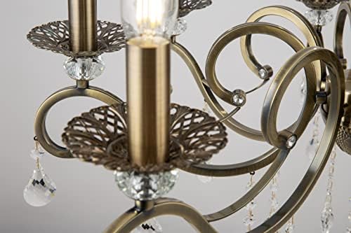Classic Royal Chandelier/Ceiling Light, Bronze Metal Frame, Candle-Style, Real Crystal Pendants, excl. 8 Bulbs x E14 60W