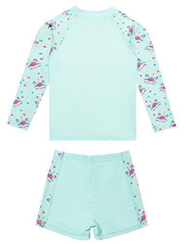 Jxstar Girls Rash Guard 2-Piece Unicorn/Mermaid Swimsuits Swimwear UPF 50+ UV2