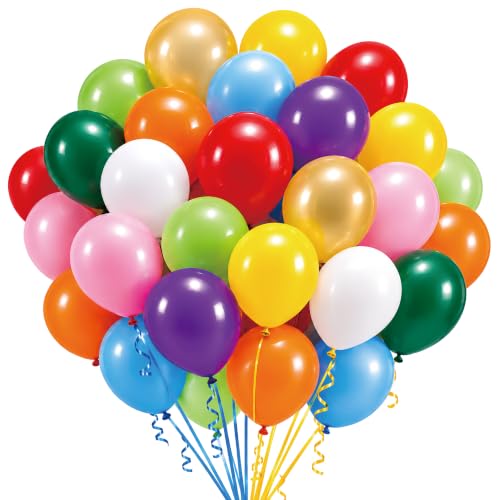 100 Stück Latex Ballons, 30cm, Mehrfarbig (10 Farben), Party Dekoration Set für Geburtstag...