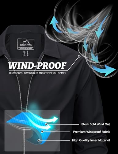 MAGCOMSEN Men's Lightweight Jackets Full Zip Up Light Coat Laydown Collar Jacket Casual Windbreaker Jacket with Zip Pockets3