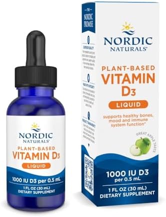 Nordic Naturals Plant-Based Vitamin D3 Liquid - 1 oz - 1000 IU Vitamin D3 - Healthy Bones, Mood & Immune System Function - Non-GMO, Vegan - 60 Servings
