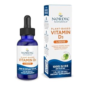 Nordic Naturals Plant-Based Vitamin D3 Liquid – 1 oz – 1000 IU Vitamin D3 – Healthy Bones, Mood & Immune System Function – Non-GMO, Vegan – 60 Servings
