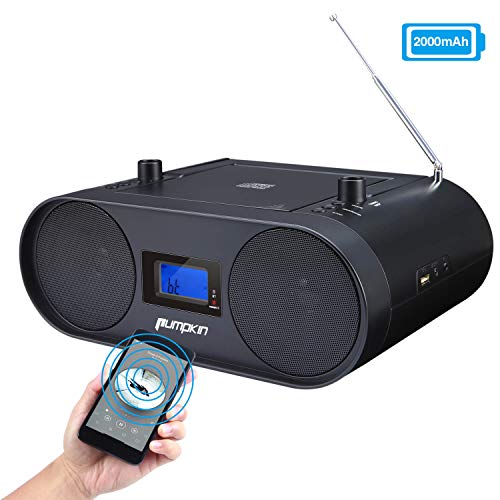 PUMPKIN Rechargeable CD Player Boombox Portable Radio Built-in 2000mAh Lithium Battery, Wireless Music