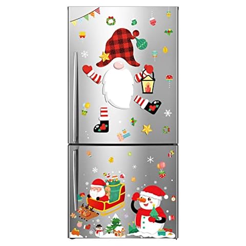 50PCS Christmas Gnomes Refrigerator Magnets Sets Christmas Window Clings Stickers Fridge Stickers Christmas Decorations Magnetic Refrigerator Covers for Christmas Decor Glass Metal Door Cover