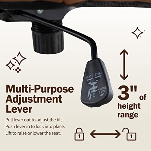 Armless Pu Leather Office Desk Chair,Cross Legged Home Office Chair No Wheels Heavy Duty Metal Base,120° Rocking Ergonomic Pc Chair,Thicken Padded Swivel Vanity Chair For Women, Girls,Accent Chair #TOP7