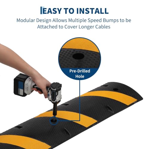 Image of 6FT Rubber Speed Bumps, 4-Pack 25000 Lb Capacity Heavy Duty Speed Bumps