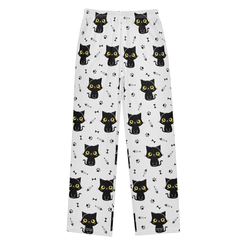 Cute Black Cats Bone Paws Boys Pants for Kids Jogger Pants with Pockets S-XL