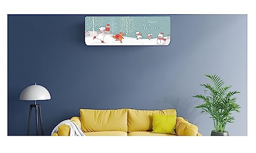 Image of DARSHANAM WORLD Beatiful Designer Ac Cover / / Cutest Printed Air Conditioning Dust Cover For Indoor & All Type AC Split Covers / / Colorfull Folding Designer Ac Cover (Sweet Happy Winter 1.5 Ton)