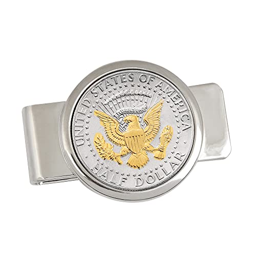 Silver-Layered Presidential Money Clip - Elegant American Coin Treasures JFK Half Dollar Gold Tone Coins for Cash and Bills | Comes with Certificate of Authenticity