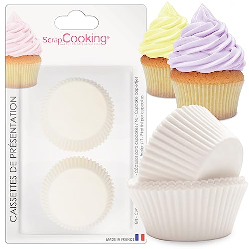 ScrapCooking 4909 Set of 36 White Cupcake Cases and Muffin Cases for Pastries - Presentation & Baking Cases - Transparent White
