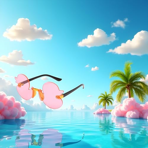 Cartoon Little Duck Personality Frameless Sunglasses Boys and Girls Copy Tide Sunshade Sunglasses Girls gifts (Pink)4