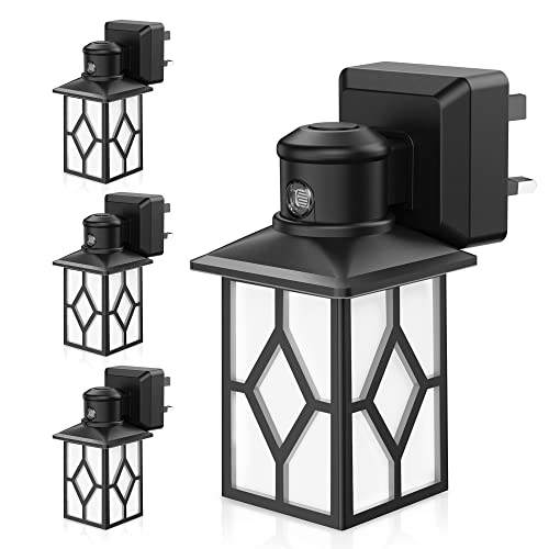 Emeritpro Veilleuse murale à brancher avec capteur du crépuscule à l'aube, 2 réglages de la luminosité, 30 lm/60 lm, blanc froid 6000 K, style vintage, lot de 4 Cover
