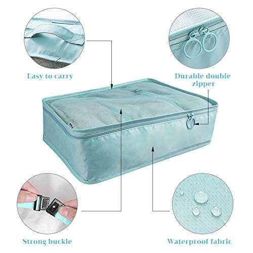 Packing Cubes for Travel-7Pcs Travel Cubes Set Foldable Suitcase Organizer Lightweight Luggage Storage Bags (Blue)