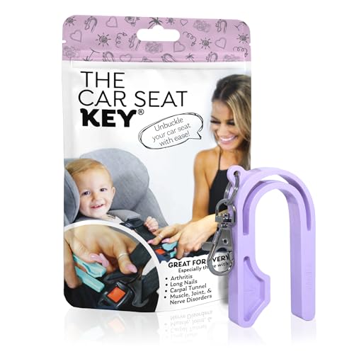 Image of NAMRA The Car Seat Key - Original Car Seat Key Chain Buckle Release Tool - Easy Unbuckle Opener Aid for Nails, Parents, Grandparents & Older Children Made in USA (Purple)