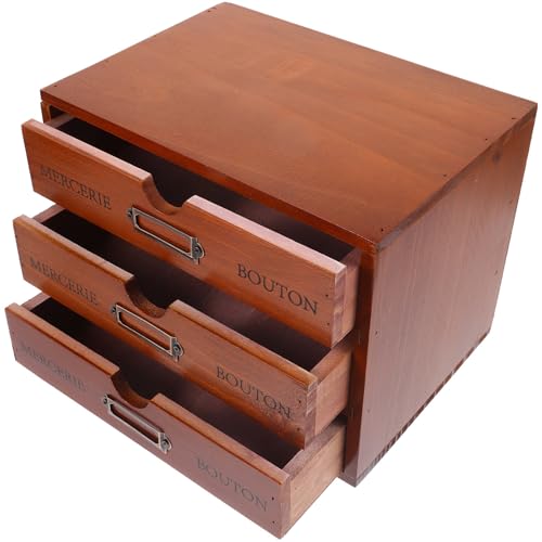 Garneck Organizador de Escritorio Caja de Almacenamiento Funcional Marrón de Madera 3 Capas para Ordenar Accesorios en Escritorio, Adecuado para Dormitorios y Oficinas