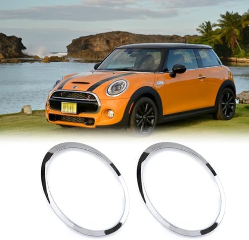 Headlight Trim Ring For Mini Cooper F55 F56 F57 – Black Bezels Replace OEM, Easy Snap-On Installation