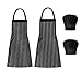 4 Pezzi Grembiule da Cucina e Cappello da Cuoco, Morwealth Grembiule Lungo con Tasca Cucinare Grembiuli per Donne e Uomini