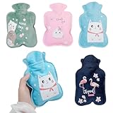 SSKHE 4-Pack Mini bottiglia di acqua calda con coperchio (350 ml) – Piccolo sacchetto di acqua calda per bambini e donne, simpatiche bottiglie d