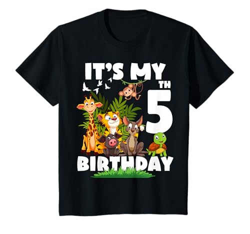 It's My 5th Birthday Safari Jungle 5 Anni Maglietta