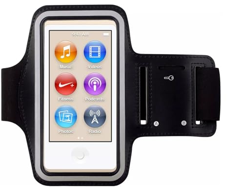 Premium Water Resistant Gym Sports Workout Wrist Band Strap Armband Case for Apple iPod Nano 7th 8th Generation (Black)