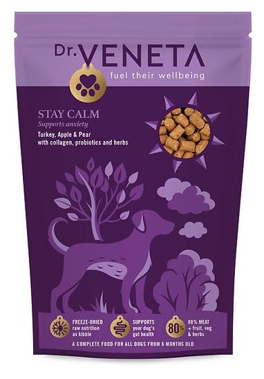Dr Veneta Stay Calm Premium Freeze-Dried Raw DogFood, Turkey, Apple & Pear (500g)