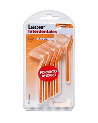 LACER - Cepillo Interdental Angular Extrafino Suave 10 Unidades, Mango Angulado, Máxima Eficacia, Filamentos Tynex, Cerdas Extrafinas, Previene y Elimina la Placa Bacteriana, Cerdas Suaves