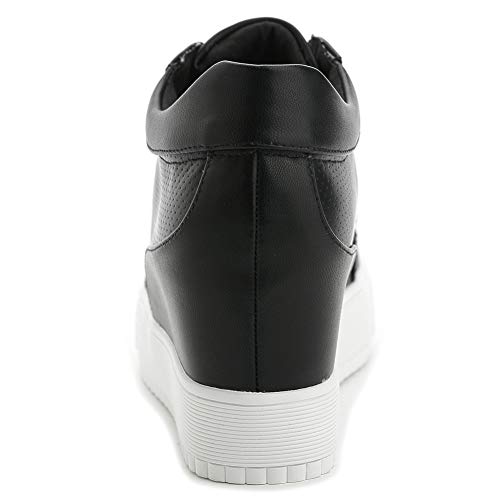 Image of ACE SHOCK Women Wedges Sneakers with Hidden Heel Ankle High Platform Walking Shoes Fashion Bride Wedding Shoes