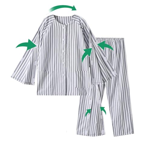 Image of Aylashine Long-Sleeved Bedridden Pajamas Set, Hospital Gowns,Bedridden Patient Clothing,Tear Away Patient Clothes