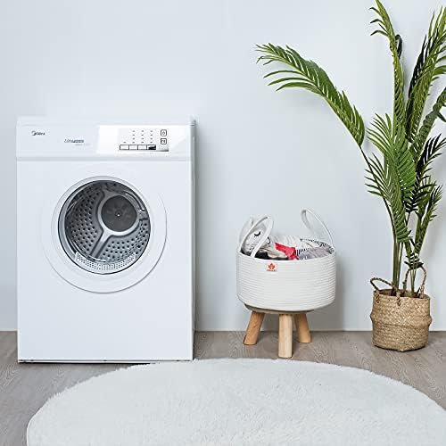 Large Baby Diaper Caddy Organizer Woven Cotton Rope Basket Round 15"X7.4" Nursery Storage Bin Portable ChangingTable/Car Travel Tote Bag Removable Inserts Newborn Registry Boy Girl Shower Basket