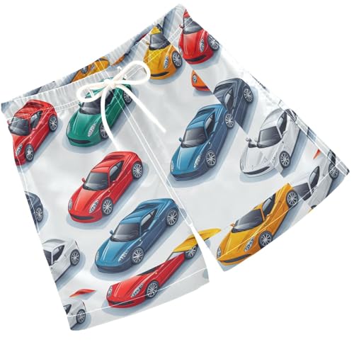 Pigsaly Boys' Swim Board Shorts Bright Red Blue Yellow Green White Sports Car Boy's Swim Trunks Kids Swimwear 5T