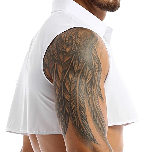 Men's Dickey Collar Half Shirts Formal Party Officer Uniforms Tuxedo Vest Fake Collar Blouses3