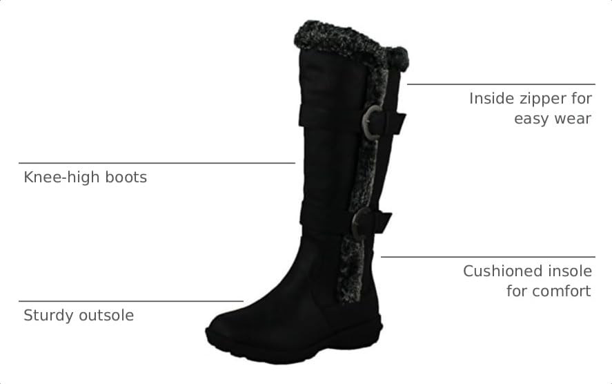 Image of Forever Link Women's Klein-70 Closed Round Toe Buckle Slouch Flat Heel Mid-Calf Boot