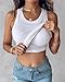 Ovantii Women Built-in Bra Tank Tops, Ovantii Top, Sleeveless Casual Shirts, Racerback Ribbed Fitted Tank Tops. (White,X-Large)