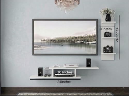 Image of Bros Moon Engineered Wood 48 inches Base TV Stand with Storage Shelf and Foot Pad Entertainment Console for Set Top Box, Books & Decor, Wenge White Finish (Suits tv Upto 48 inches)